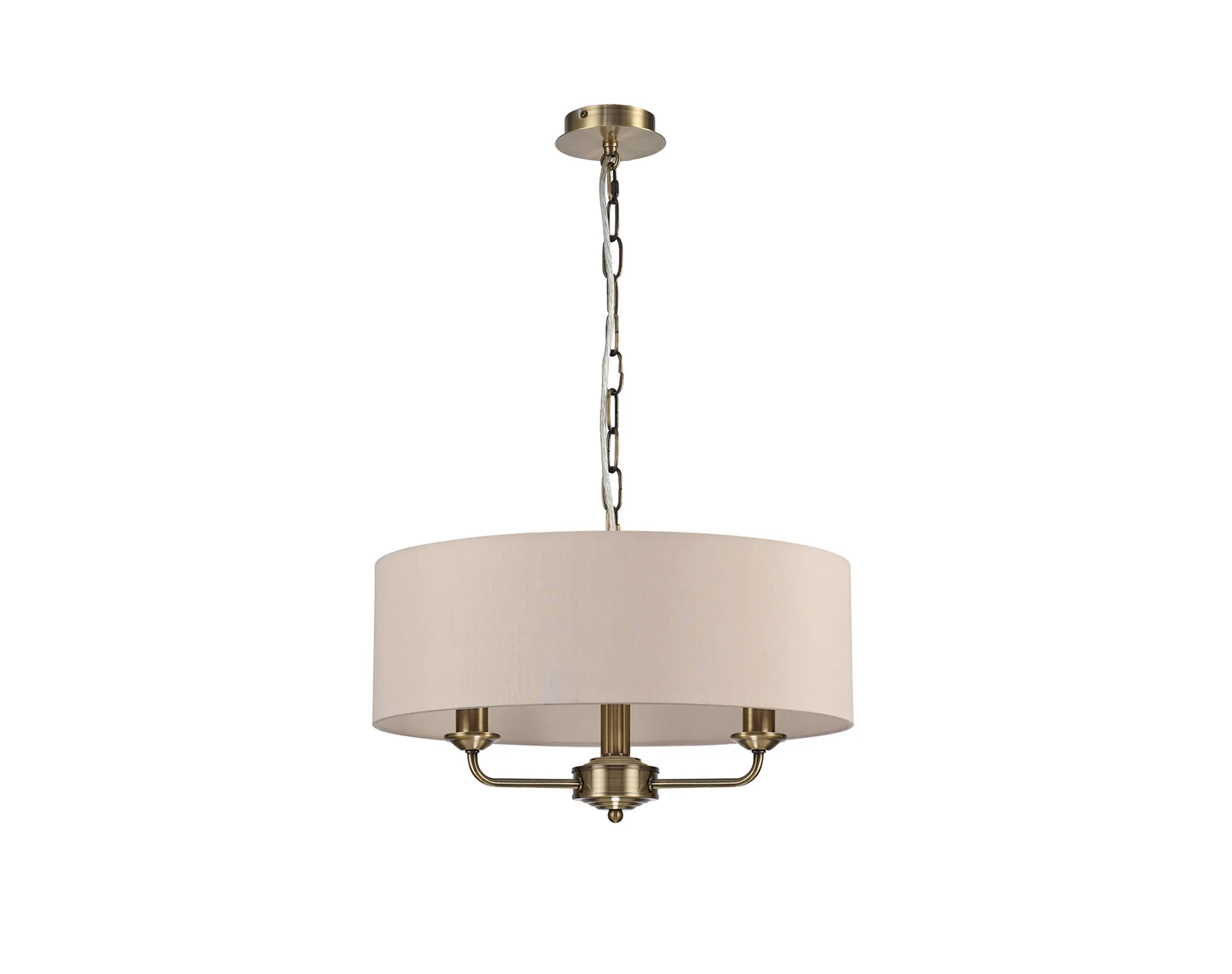 Banyan 45cm 3 Light Pendant Antique Brass, Nude Beige/Moonlight DK0039  Deco Banyan AB NU